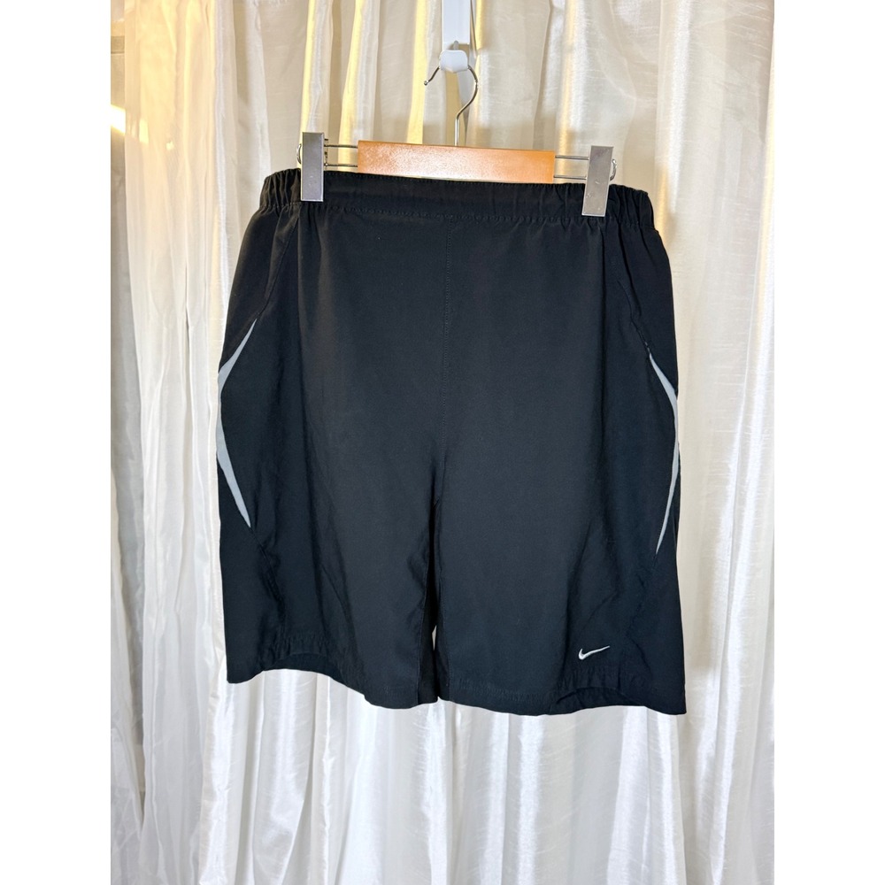 Nike Running Shorts Mens Large Black Excellent Fit Dry Reflective Swoosh Logo